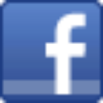 Facebook logo on a blue background.